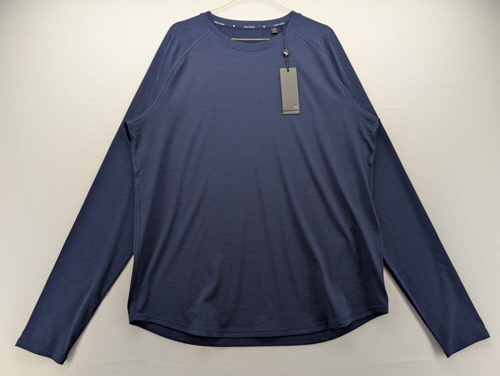 NWT Greyson Men's Falcon Sport Long Sleeve Active Tee in Maltese Blue size Med